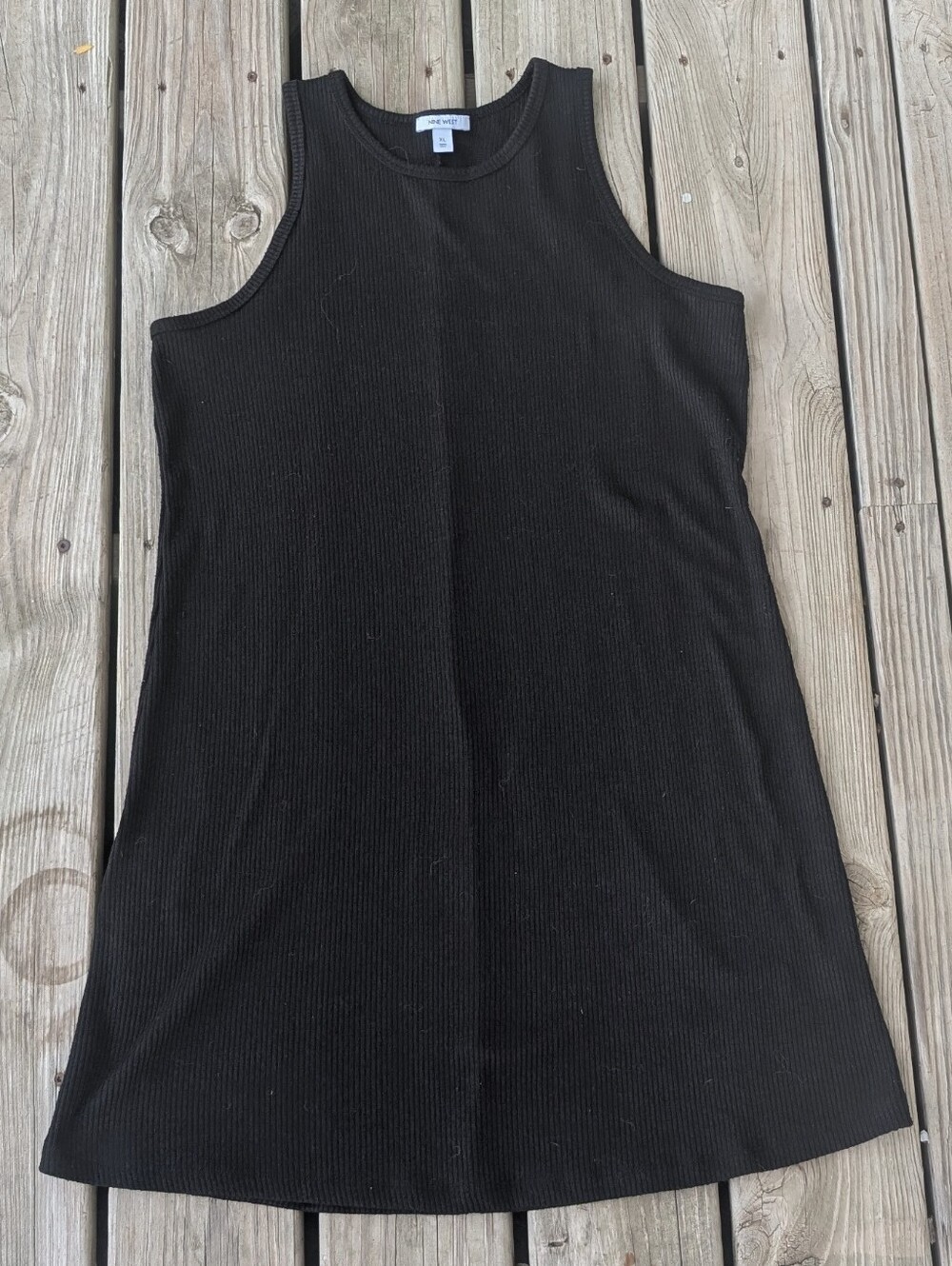 SzXL Nine West Black Ribbed Bodycon Dress